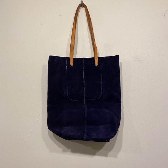 Basil Racuk Paper Bag in Blue Suede Purse - Picture 1 of 10